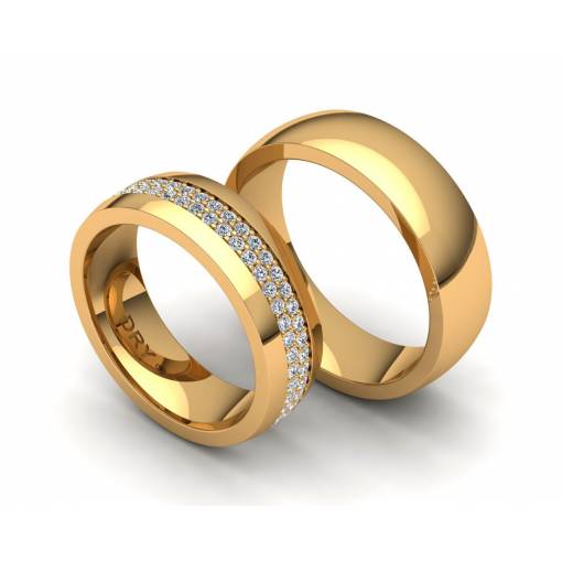 Alianzas de boda en oro amarillo con diamantes