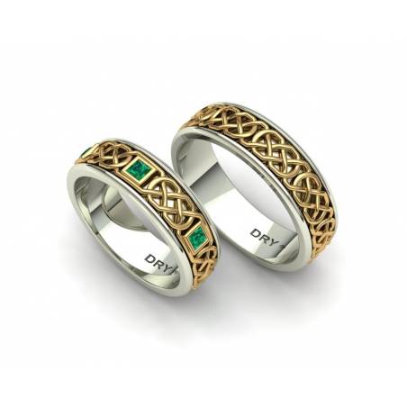 Emeralds Celtic Knots Wedding bands