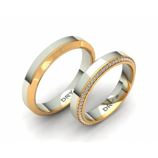 Exclusivas alianzas de boda en oro de dos colores con diamantes