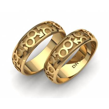Yellow gold LGTBI wedding rings