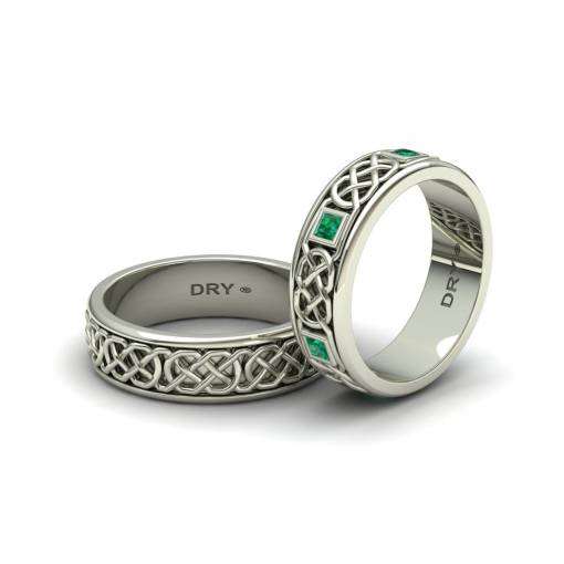 Emerald Celtic Wedding Rings