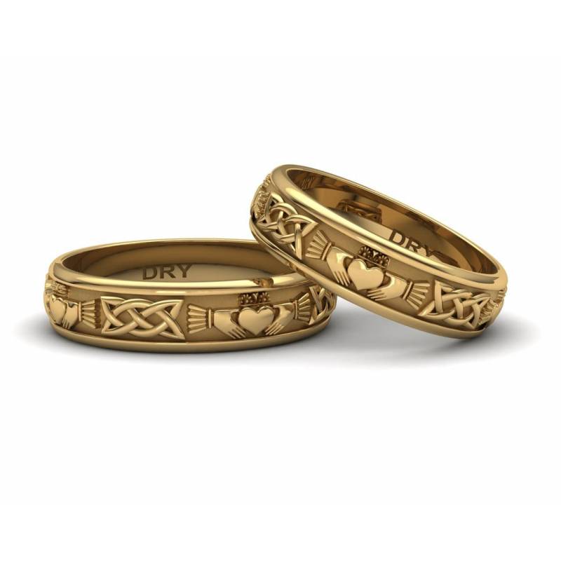 18k Gold Claddagh Wedding Rings