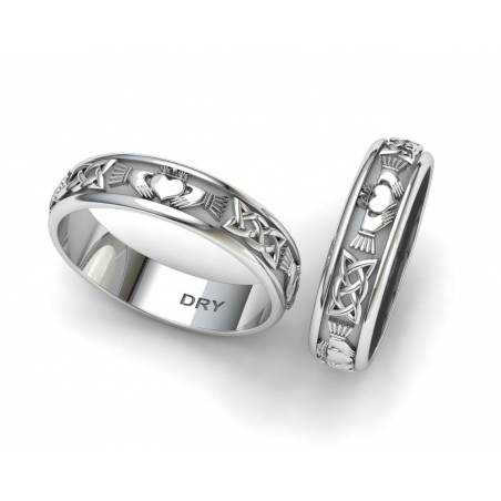 Silver Claddagh wedding bands width e millimeters