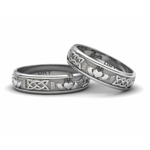 Stunning silver Claddagh wedding rings width 5 millimeters
