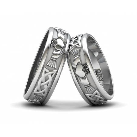 Beautiful Silver Claddagh wedding bands width 6 millimeters