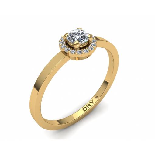 Anillo de compromiso rosetón diamantes blancos en oro amarillo de 18k