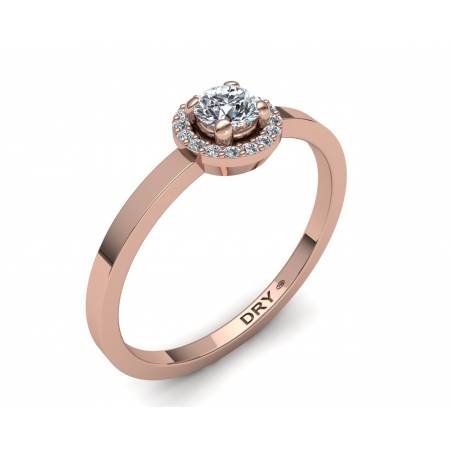 Anillo de compromiso con diseño de rosetón con diamantes blancos en oro rosa de 18k