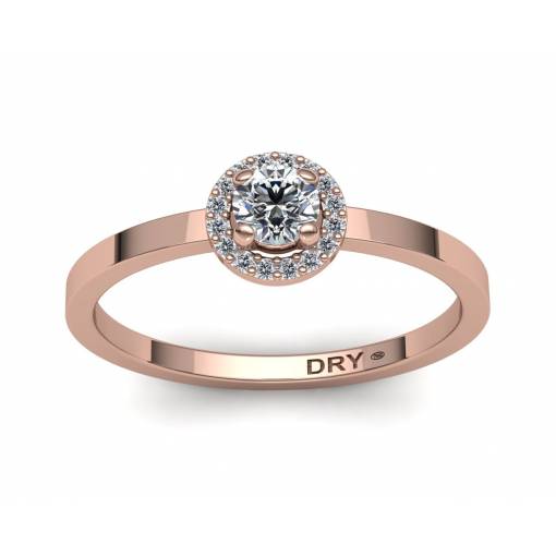 Sortija con diseño de rosetón con diamantes blancos en oro rosa de 18k
