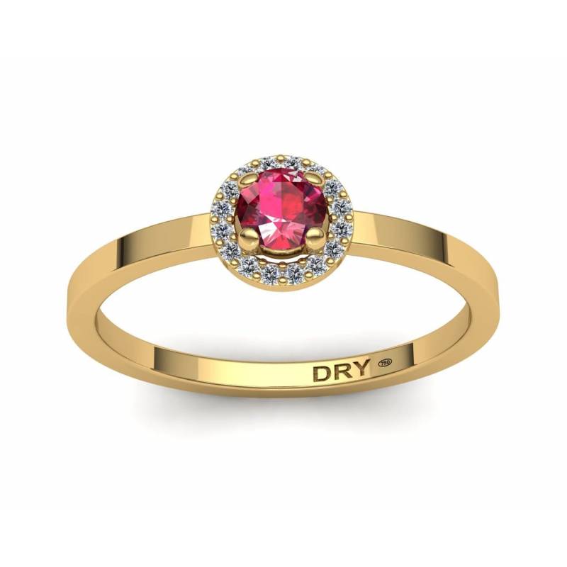 18k Gold Ruby and Diamonds Rosette Ring