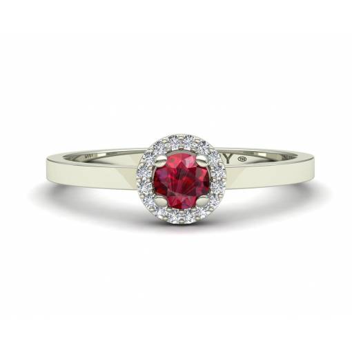 18k Gold Ruby and Diamonds Rosette Ring