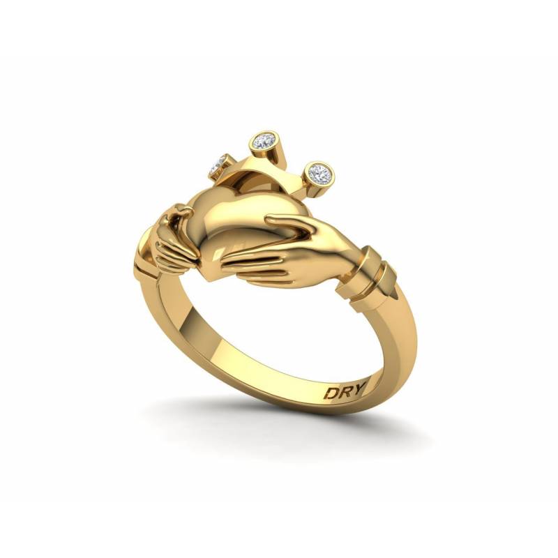 18k Gold Diamonds Claddagh engagement  Ring