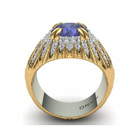 Two-tone Gold Tanzanite and Diamonds Ring