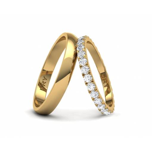 Alianzas de boda con diamantes blancos en oro amarillo de 18k
