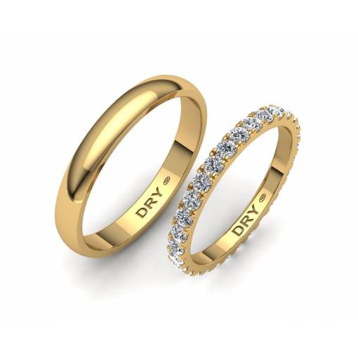 Alianzas de boda con 0.90 quilates de diamantes blancos en oro amarillo de 18k