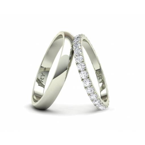 Alianzas de boda con diamantes blancos en oro blanco de 18k
