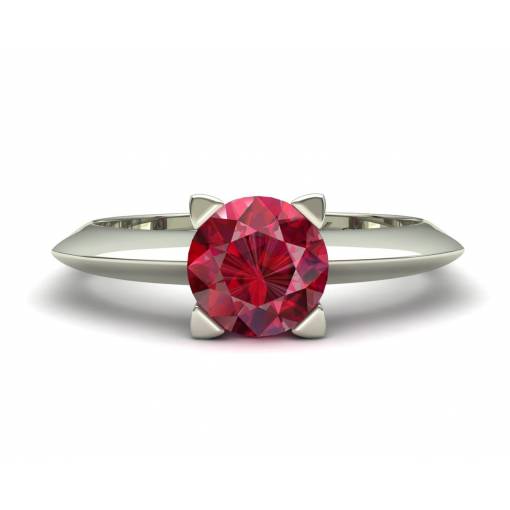 18k white gold ruby solitaire ring