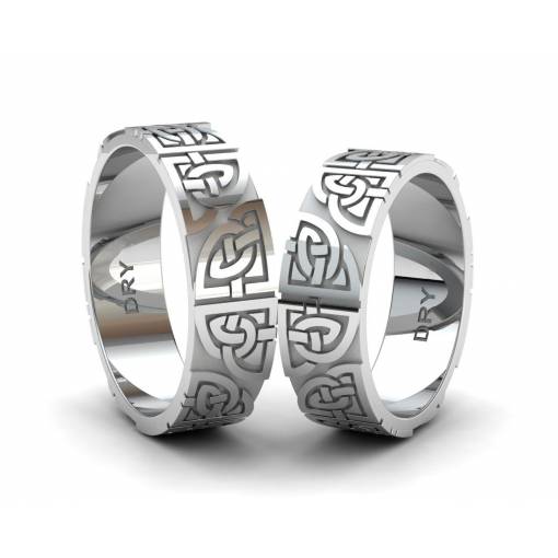 Alianzas de plata para pareja  con nudos celtas compartidos
