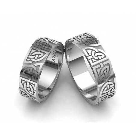 Silver matching Celtic knots wedding rings