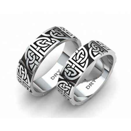 Oxidized silver matching Celtic rings