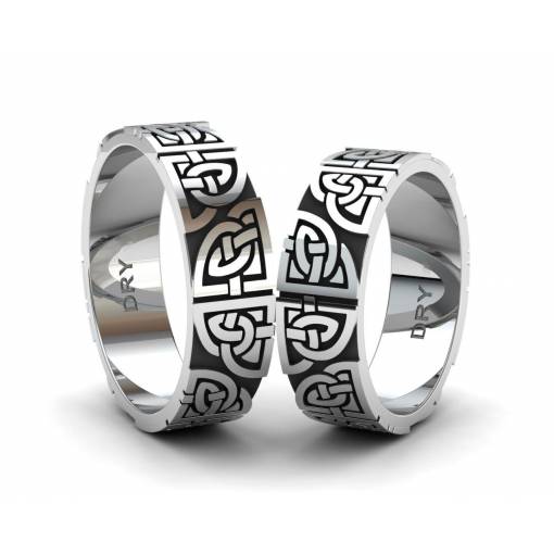 Oxidized silver matching Celtic wedding bands