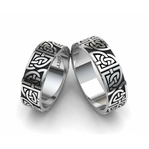 Oxidized silver matching Celtic knots wedding rings