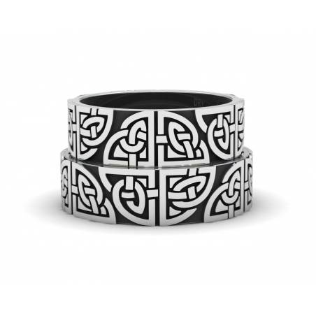 Oxidized silver matching Celtic wedding rings