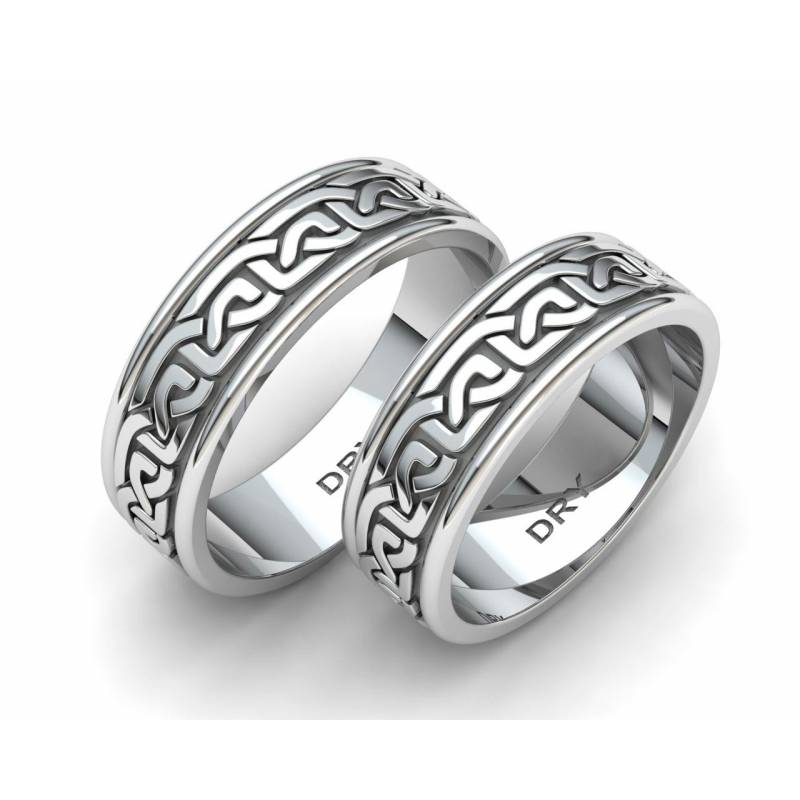 Silver Celtic design wedding bands