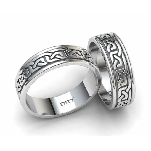 Silver Celtic-style wedding bands
