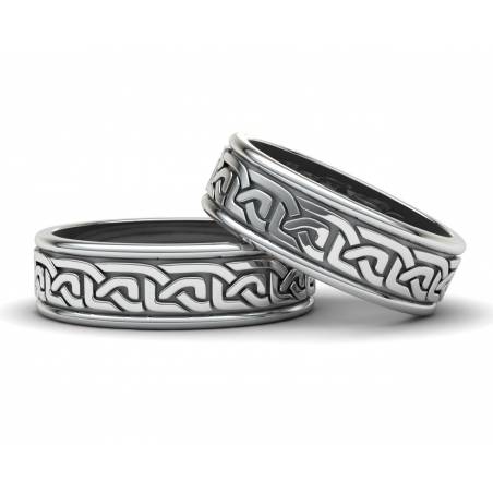 Silver Celtic design wedding rings