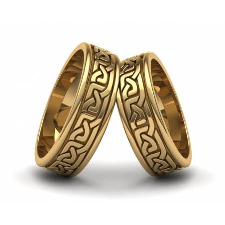 18k Yellow gold Celtic  wedding rings