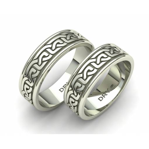 18k White gold Celtic  wedding bands