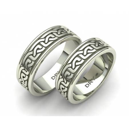 18k White gold Celtic  wedding bands