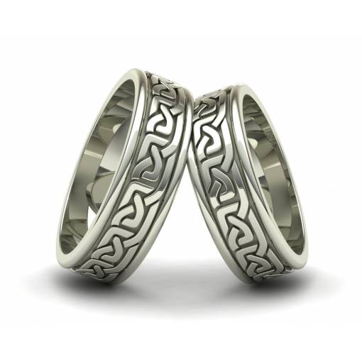 18k White gold Celtic  wedding bands