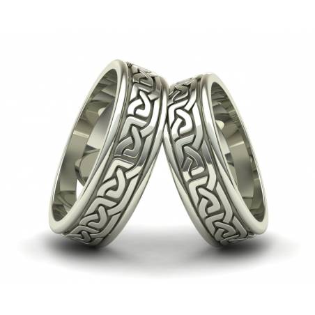 18k White gold Celtic  wedding bands