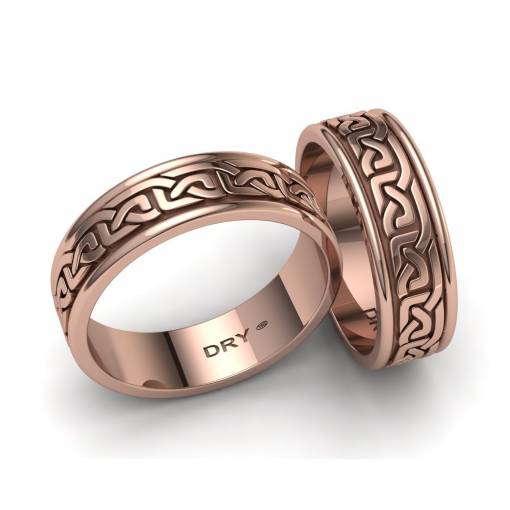18k Rose gold Celtic  wedding rings