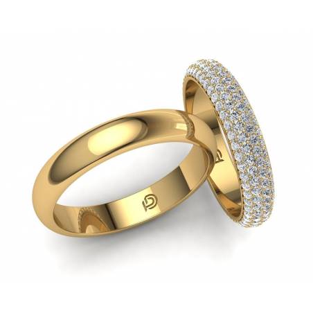 Pavé Setting Diamonds Wedding Rings 18k Yellow gold
