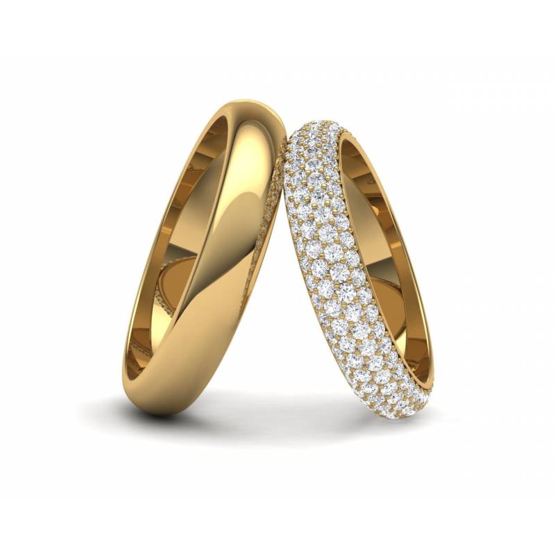 Alianzas de boda con diamantes en oro amarillo de 18k