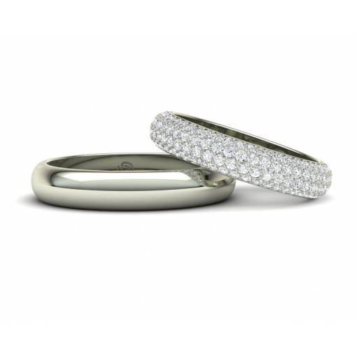 Alianzas de boda con diamantes en oro blanco de 18k
