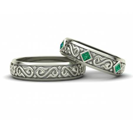 Vintage Wedding Rings with Emeralds