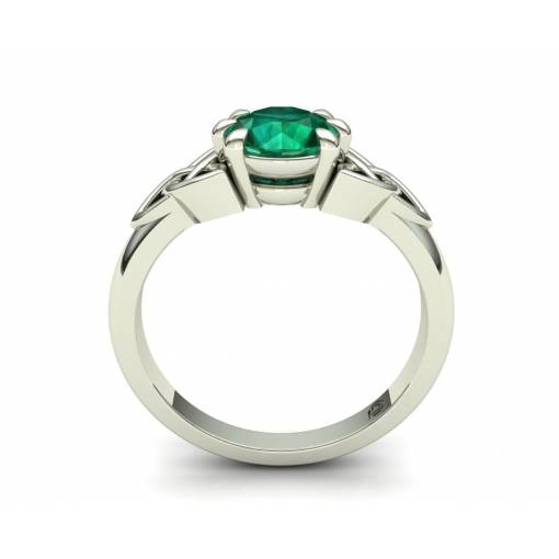 18k Gold Celtic Triquetra Emerald Ring