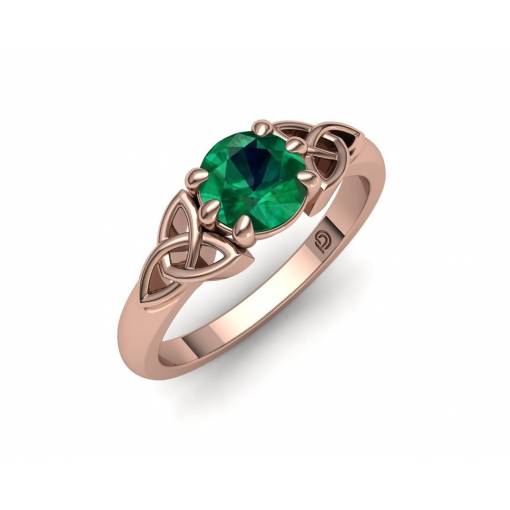18k Gold Celtic Triquetra Emerald Ring