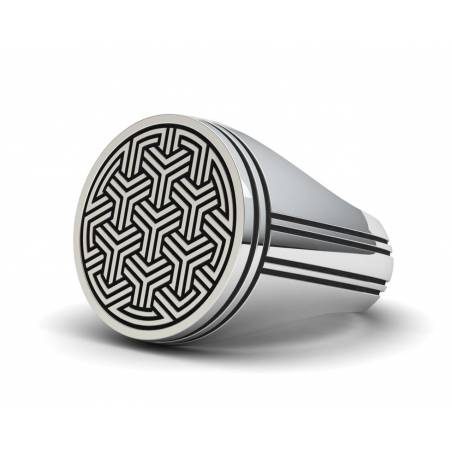 Silver Signet Ring with Raised Geometric Pattern