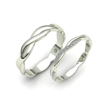 Alianzas de Boda Trenzadas con Diamantes en Oro Blanco