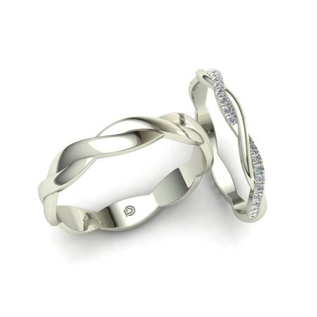 Alianzas de Boda Trenzadas con Diamantes en Oro Blanco