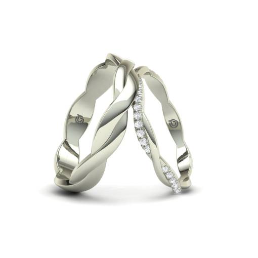 Alianzas de Boda Trenzadas con Diamantes en Oro Blanco