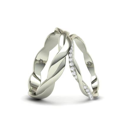 Alianzas de Boda Trenzadas con Diamantes en Oro Blanco