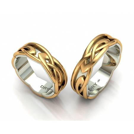 Two-tone gold celtic wedding bands