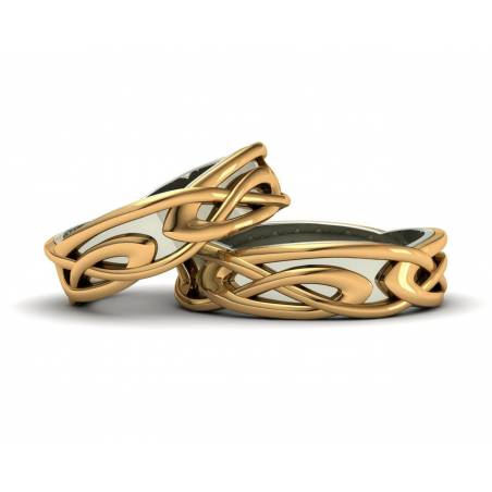 Two-tone gold celtic wedding bands