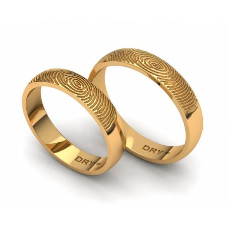 Alianzas de boda huella dactilar oro amarillo  anchura de 4mm