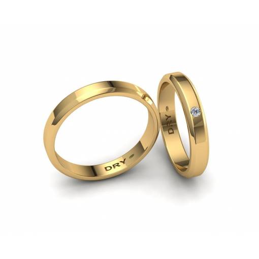 Diamond yellow gold beveled wedding bands